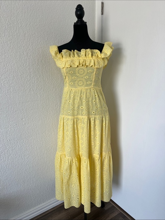Fashion Nova Dresses & Skirts - Fashion Nova Yellow Eyelet Ruffle Maxi Dress